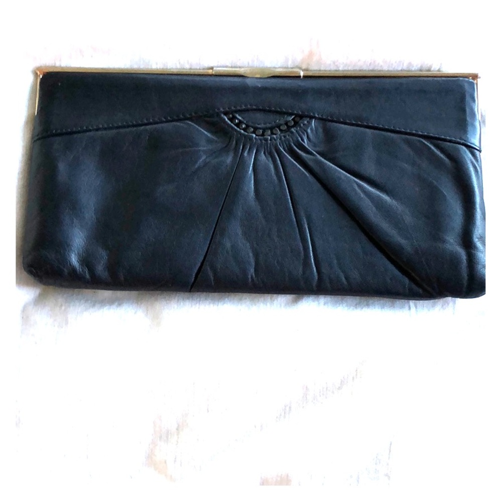 Vintage blue leather clutch.